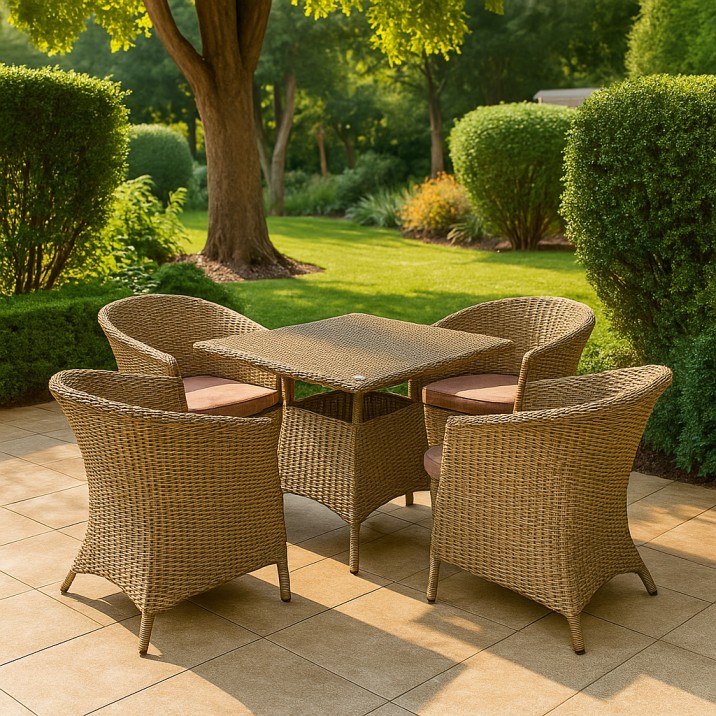 4-Seater Outdoor Wicker Dining Table Set