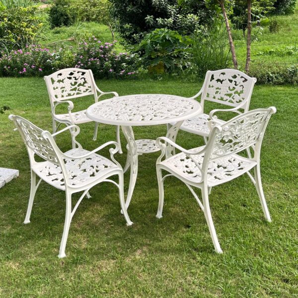 Elegant White Cast Aluminum Outdoor Furniture Set