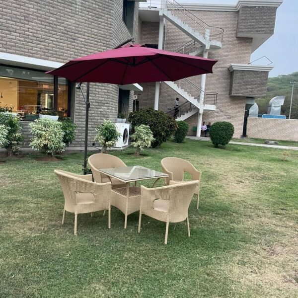 Premium Cantilever Outdoor Patio Umbrella with Crank Lift – Burgundy Canopy, UV & Water Resistant, 10ft Diameter
