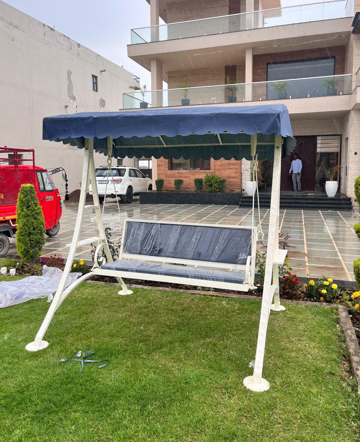 3-Seater Outdoor Garden Swing with Canopy | Heavy-Duty Metal Frame | Waterproof Sunshade